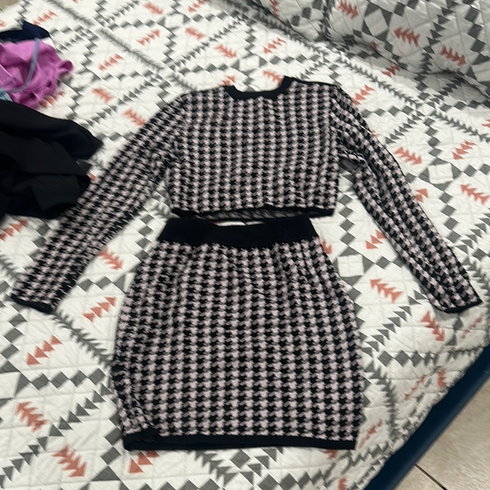 Express Black and Pink Houndstooth Set